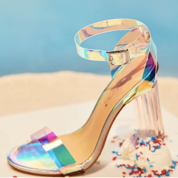 NIB New Hanna Transparent Iridescent Heeled Sandals - Picture 5 of 15